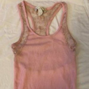 Chebery Pink Tank Top with Lace Size Small
